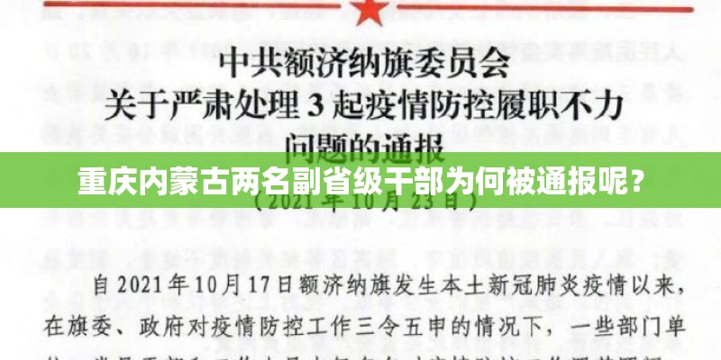 重庆内蒙古两名副省级干部为何被通报呢？