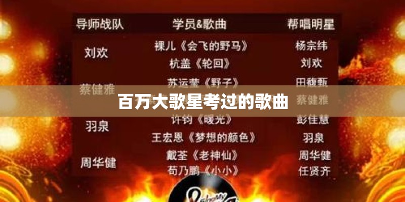 百万大歌星考过的歌曲